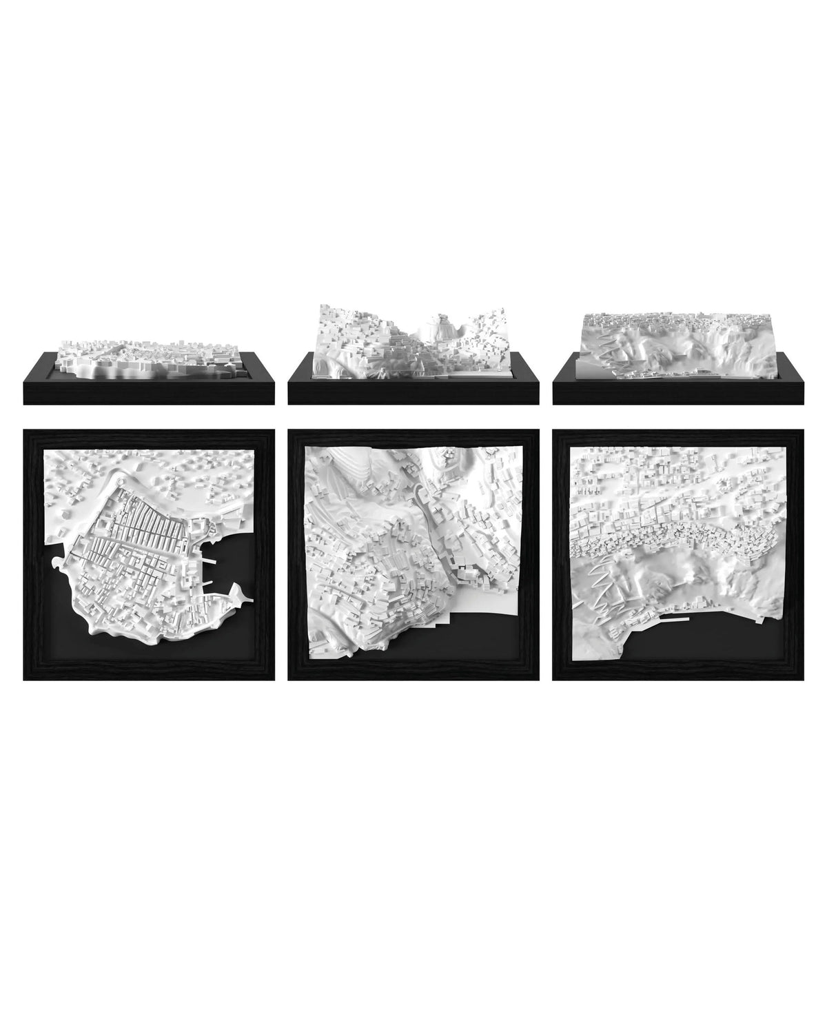 Coastal Trio: Dubrovnik, Positano, Santorini CUBE 3D city models - CITYFRAMES
