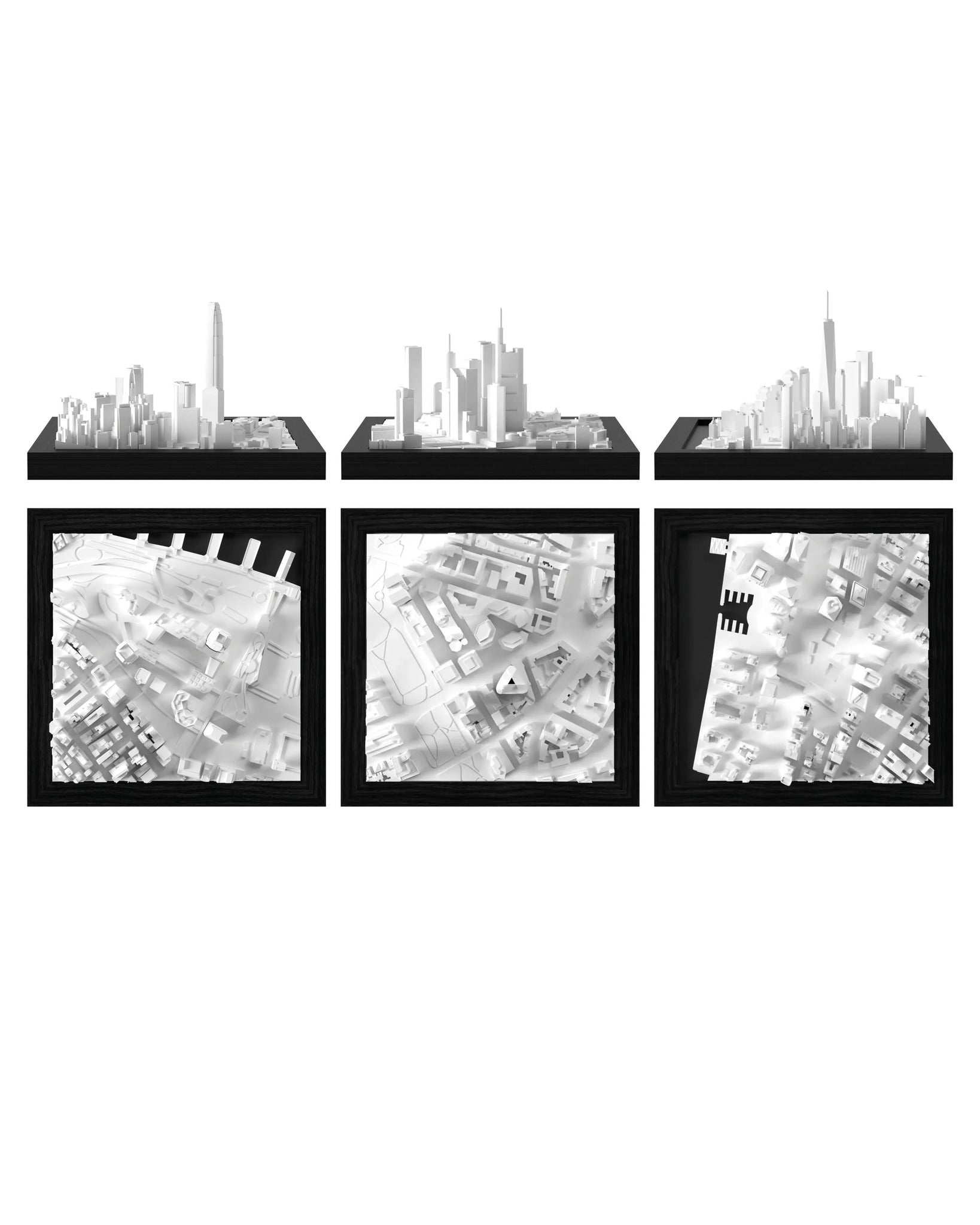 Financial Hub Trio: Hong Kong - IFC, Frankfurt - City, New York - WTC CUBE 3D city models - CITYFRAMES