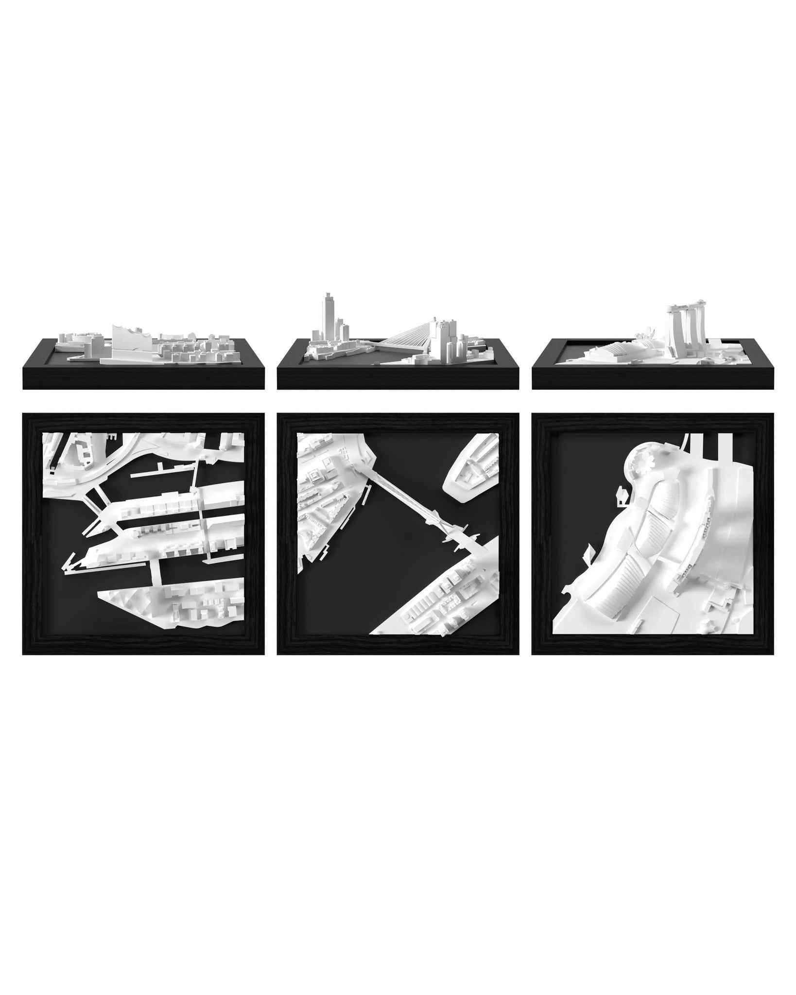 Harbor Trio: Hamburg - Elbphilharmonie, Rotterdam - Erasmus Bridge, Singapore - Marina Bay CUBE 3D city models - CITYFRAMES