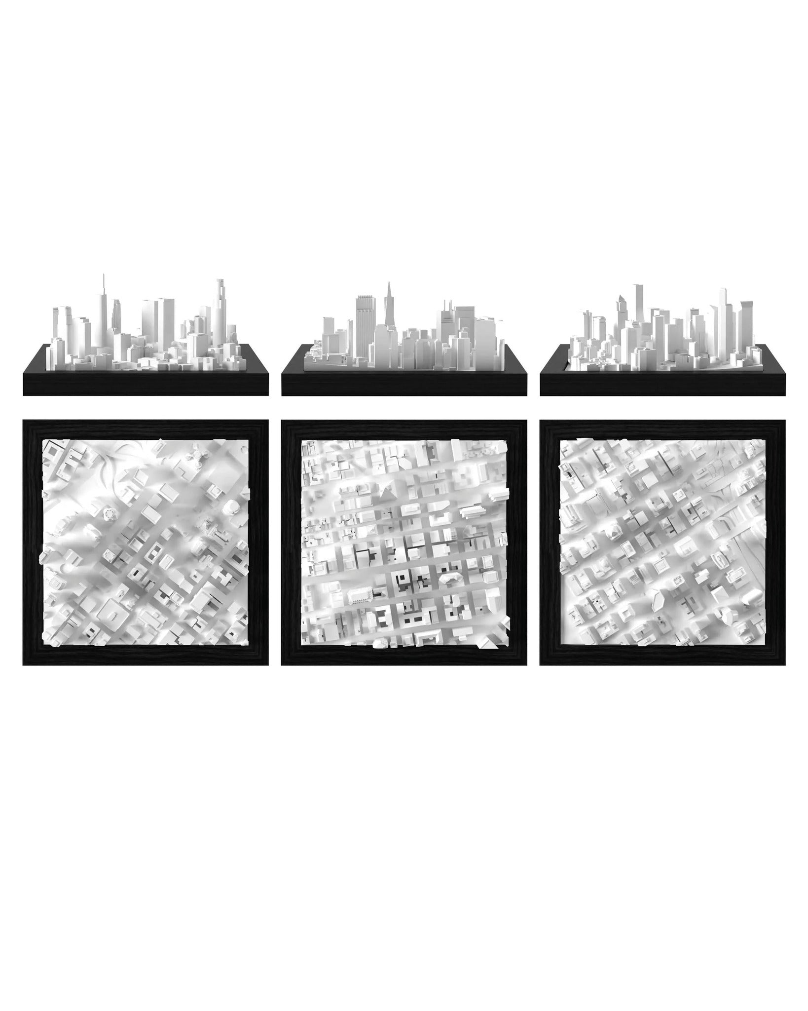 US West Coast Trio: Los Angeles - City, San Francisco - Transamerica Pyramid, Seattle - Downtown CUBE 3D city models - CITYFRAMES